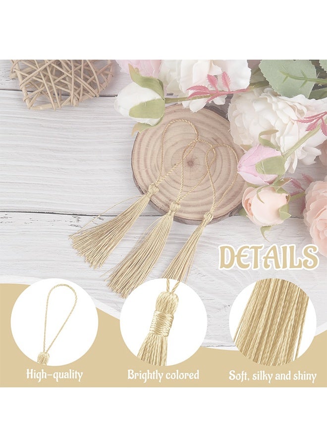 Wffo 100 Pcs Bookmark Tassels with Tight Knot 13cm/5 Inch for Crafts Bookmarks Jewelry Making Graduation Gifts DIY Phone Accessory (Cream) - Image 3